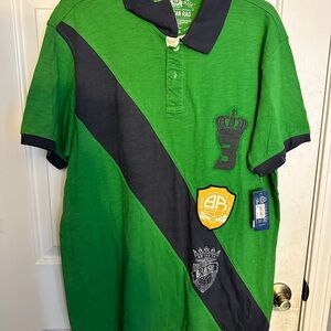 American Rag Green Polo with Dark Blue Stripe